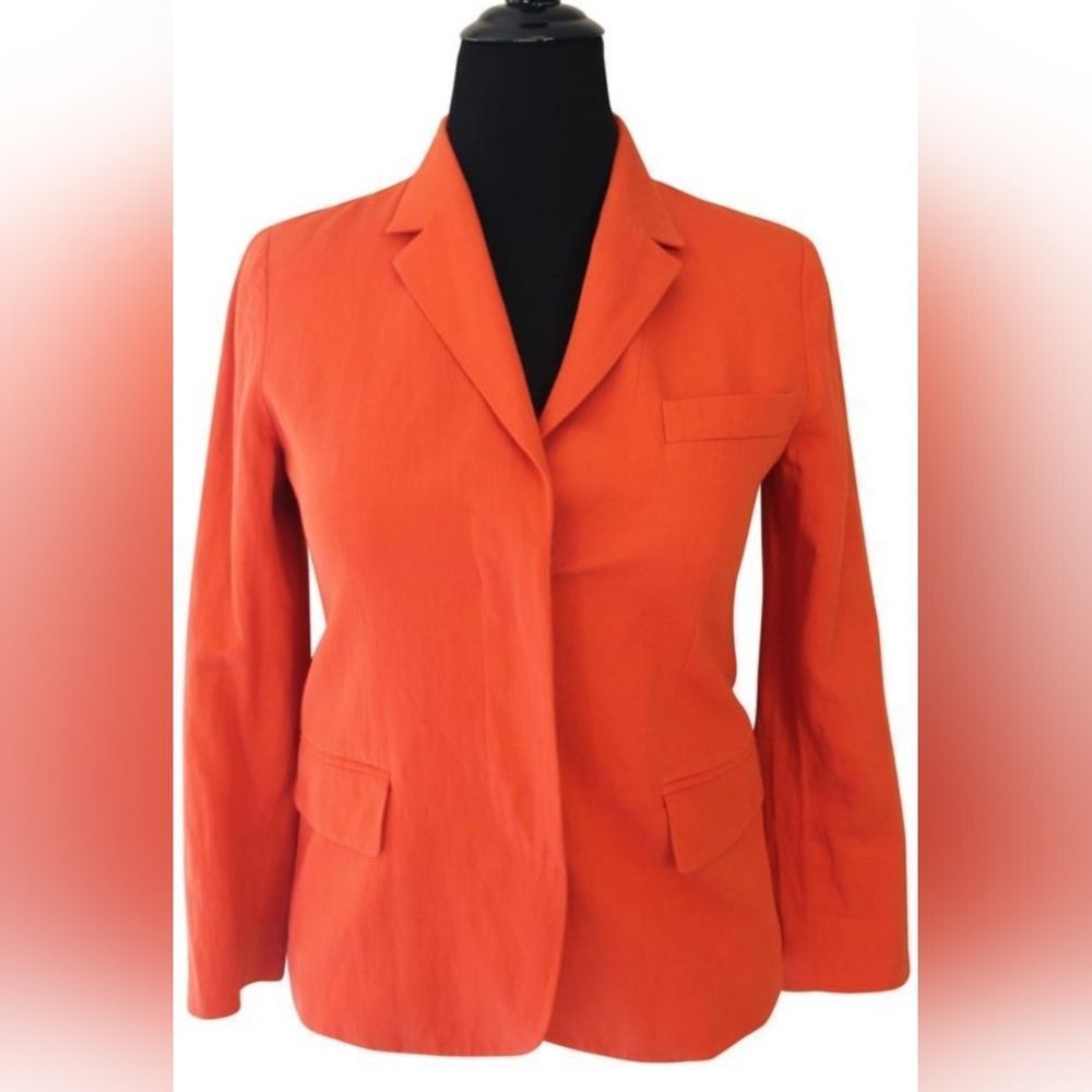 Vince Orange Cotton Blend Pop of Fotted Blazer Color Burnt Orange Size 8